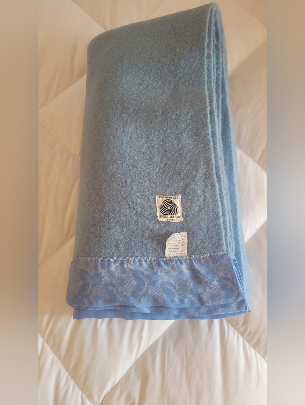 Vintage DBL Sz 100% Virgin Wool Blanket - Picture 2 of 11
